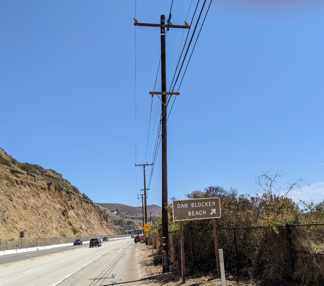 Sign for Dan Blocker beach by the PCH