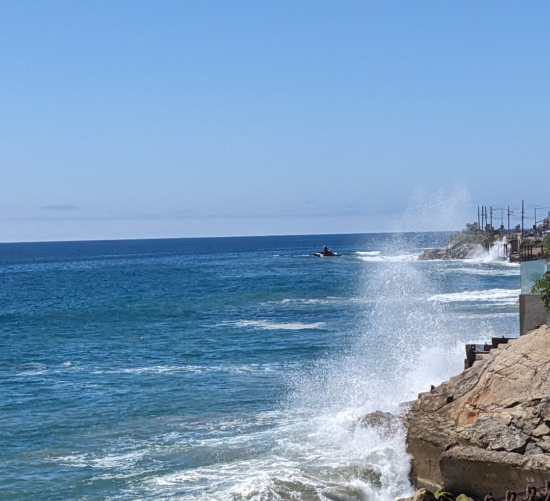 Pacific coast with some spray from the surf