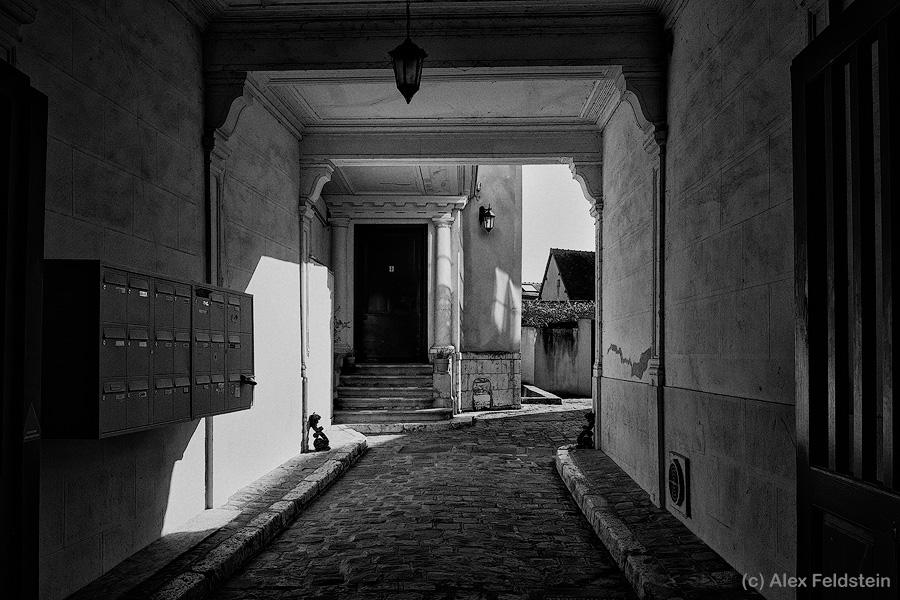 Chartres alley in B&W
