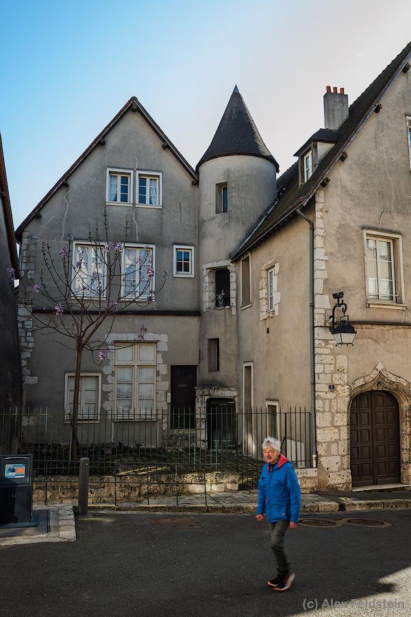 Man walking the street in old Chartres, France