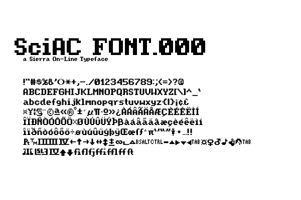 Typeface specimen for a Sierra On-Line OTF font based on FONT.000
