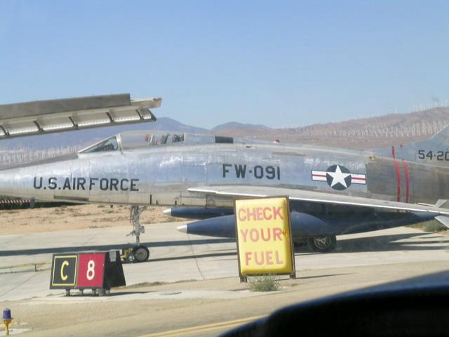 Check Your Fuel sign on the tarmac.