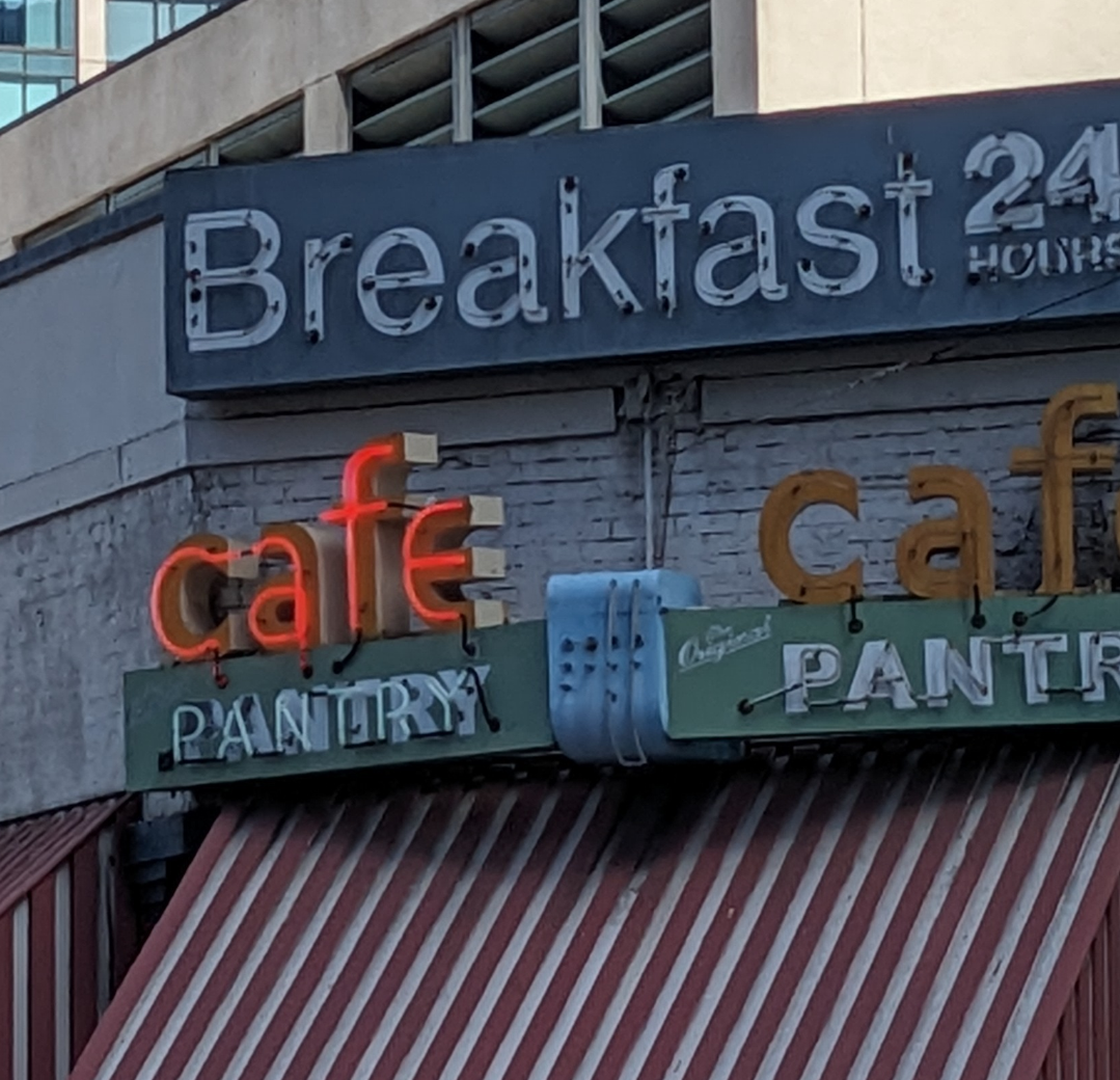 Cafe sign illuminated