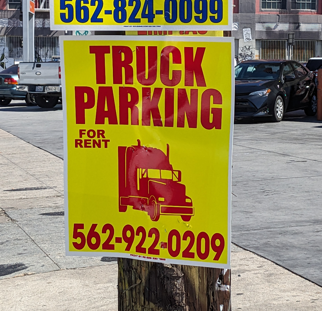 sign to rent truck parking