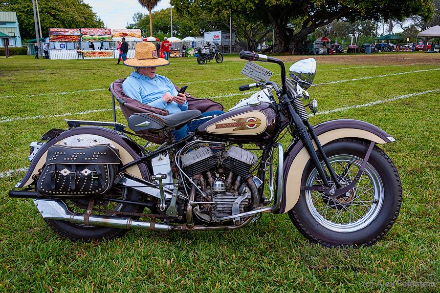 Harley Davidson (1937) at a motorcycle show